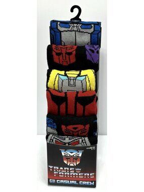 Transformers Men's Casual Crew Socks 6 Pair Pack Optimus Prime Bumblebee New